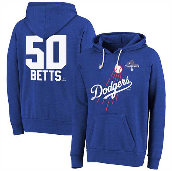 Men's Los Angeles Dodgers #50 Mookie Betts Royal 2024 World Series Champions Name & Number Tri-Blend Pullover Hoodie,We sell and wholesale Men's Los Angeles Dodgers #50 Mookie Betts Royal 2024 World Series Champions Name & Number Tri-Blend Pullover Hoodie on line form chian!